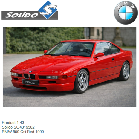 Product 1:43 | Solido SO4319502 | BMW 850 Csi Red 1990