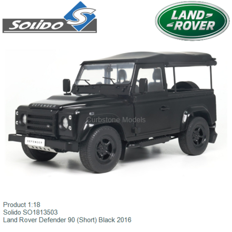 Product 1:18 | Solido SO1813503 | Land Rover Defender 90 (Short) Black 2016