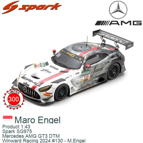 Product 1:43 | Spark SG975 | Mercedes AMG GT3 DTM | Winward Racing 2024 #130 - M.Engel