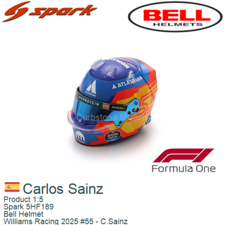 Product 1:5 | Spark 5HF189 | Bell Helmet | Williams Racing 2025 #55 - C.Sainz