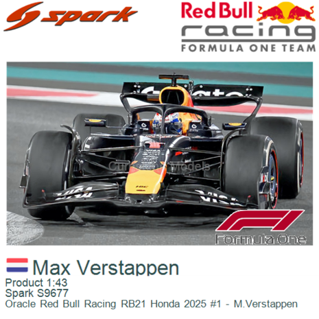 Product 1:43 | Spark S9677 | Oracle Red Bull Racing RB21 Honda 2025 #1 - M.Verstappen