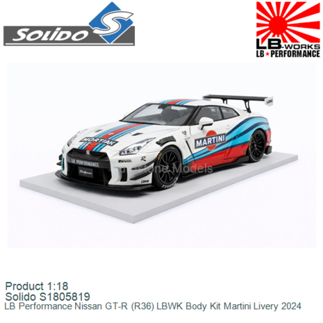 Product 1:18 | Solido S1805819 | LB Performance Nissan GT-R (R36) LBWK Body Kit Martini Livery 2024