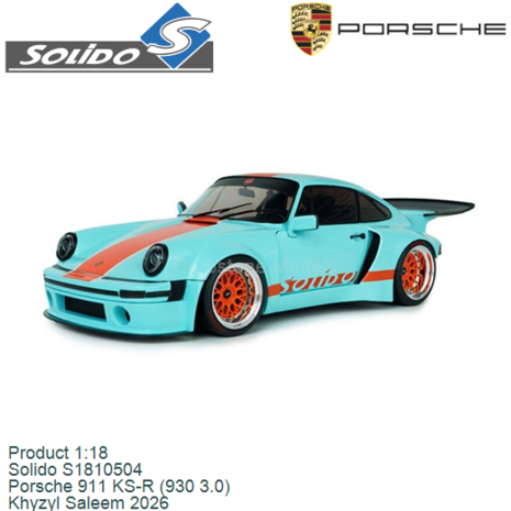 Product 1:18 | Solido S1810504 | Porsche 911 KS-R (930 3.0) | Khyzyl Saleem 2026