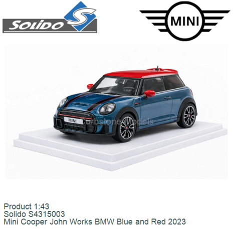 Product 1:43 | Solido S4315003 | Mini Cooper John Works BMW Blue and Red 2023