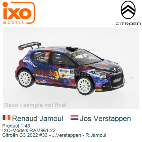 Product 1:43 | IXO-Models RAM961.22 | Citro&euml;n C3 2022 #33 - J.Verstappen - R.Jamoul