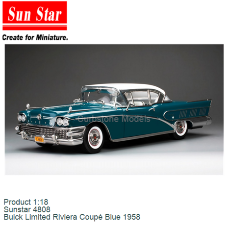 Product 1:18 | Sunstar 4808 | Buick Limited Riviera Coup&eacute; Blue 1958