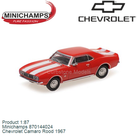 Product 1:87 | Minichamps 870144024 | Chevrolet Camaro Rood 1967