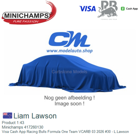 Product 1:43 | Minichamps 417260130 | Visa Cash App Racing Bulls Formula One Team VCARB 03 2026 #30 - L.Lawson