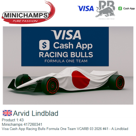 Product 1:43 | Minichamps 417260341 | Visa Cash App Racing Bulls Formula One Team VCARB 03 2026 #41 - A.Lindblad