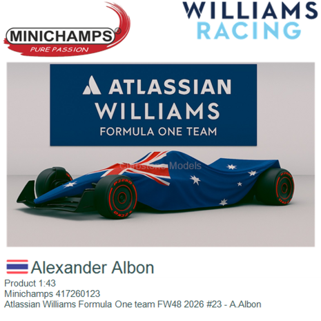 Product 1:43 | Minichamps 417260123 | Atlassian Williams Formula One team FW48 2026 #23 - A.Albon