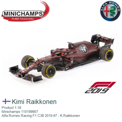 Product 1:18 | Minichamps 110199907 | Alfa Romeo Racing F1 C38 2019 #7 - K.Raikkonen