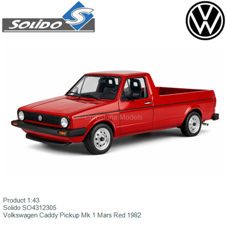 Product 1:43 | Solido SO4312305 | Volkswagen Caddy Pickup Mk.1 Mars Red 1982