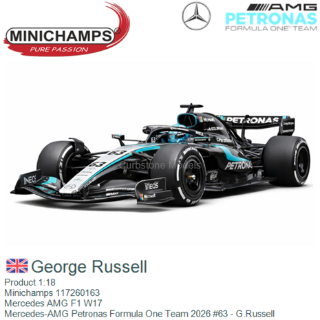 Product 1:18 | Minichamps 117260163 | Mercedes AMG F1 W17 | Mercedes-AMG Petronas Formula One Team 2026 #63 - G.Russell