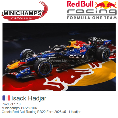 Product 1:18 | Minichamps 117260106 | Oracle Red Bull Racing RB22 Ford 2026 #5 - I.Hadjar