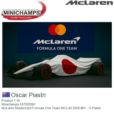 Product 1:18 | Minichamps 537262081 | McLaren Mastercard Formula One Team MCL40 2026 #81 - O.Piastri