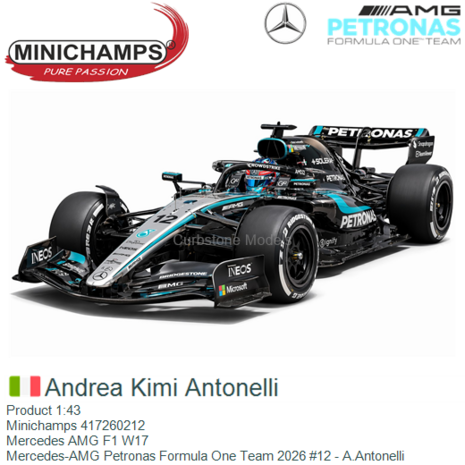 Product 1:43 | Minichamps 417260212 | Mercedes AMG F1 W17 | Mercedes-AMG Petronas Formula One Team 2026 #12 - A.Antonelli