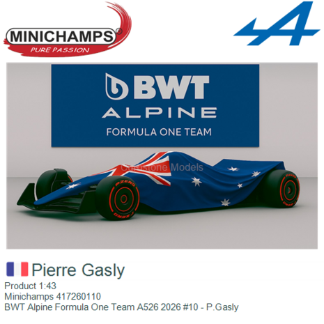 Product 1:43 | Minichamps 417260110 | BWT Alpine Formula One Team A526 2026 #10 - P.Gasly