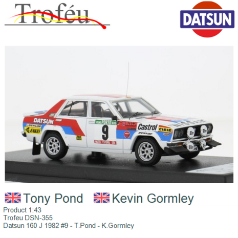 Product 1:43 | Trofeu DSN-355 | Datsun 160 J 1982 #9 - T.Pond - K.Gormley