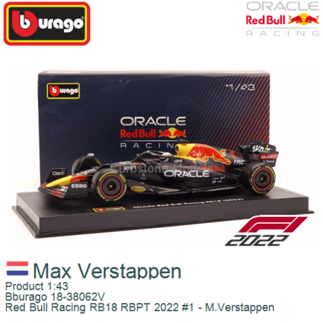 Product 1:43 | Bburago 18-38062V | Red Bull Racing RB18 RBPT 2022 #1 - M.Verstappen