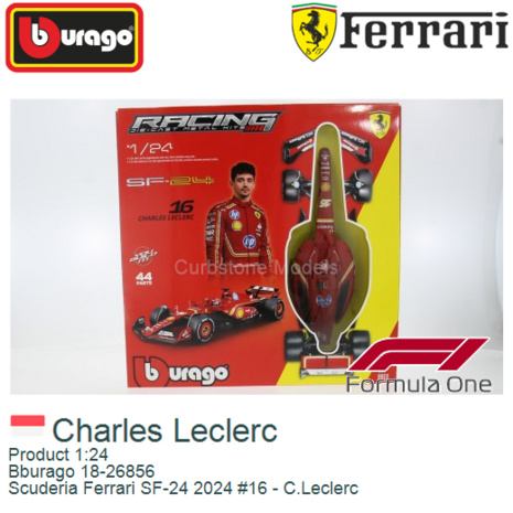 Product 1:24 | Bburago 18-26856 | Scuderia Ferrari SF-24 2024 #16 - C.Leclerc