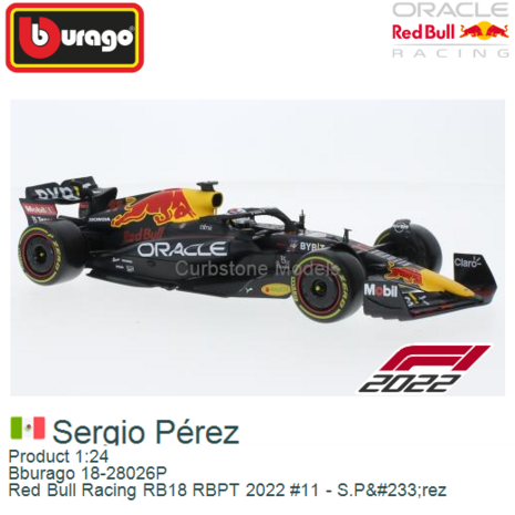 Product 1:24 | Bburago 18-28026P | Red Bull Racing RB18 RBPT 2022 #11 - S.Pérez