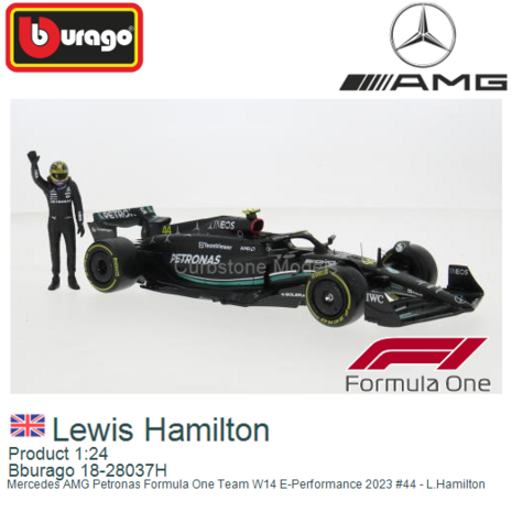 Product 1:24 | Bburago 18-28037H | Mercedes AMG Petronas Formula One Team W14 E-Performance 2023 #44 - L.Hamilton