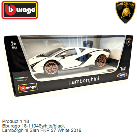Product 1:18 | Bburago 18-11046white/black | Lamborghini Sian FKP 37 White 2019