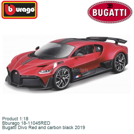 Product 1:18 | Bburago 18-11045RED | Bugatti Divo Red and carbon black 2019