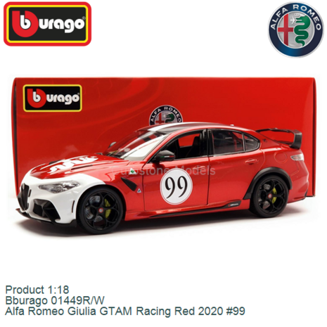 Product 1:18 | Bburago 01449R/W | Alfa Romeo Giulia GTAM Racing Red 2020 #99