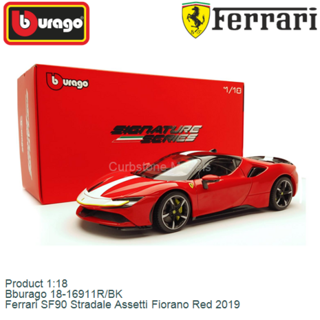Product 1:18 | Bburago 18-16911R/BK | Ferrari SF90 Stradale Assetti Fiorano Red 2019