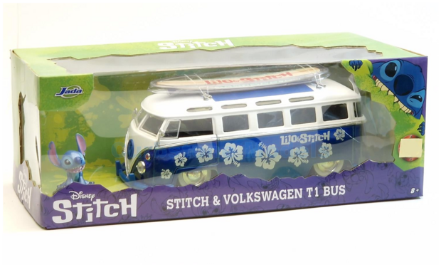 Product 1:24 | Jada 31992BL | Volkswagen T1 Samba Van wih Surfboard Blue Metallic