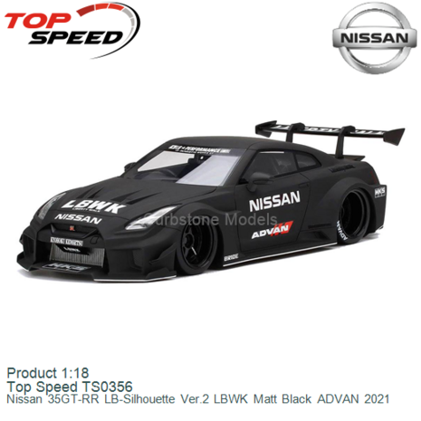 Product 1:18 | Top Speed TS0356 | Nissan 35GT-RR LB-Silhouette Ver.2 LBWK Matt Black ADVAN 2021