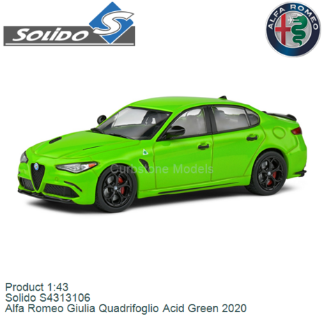 Product 1:43 | Solido S4313106 | Alfa Romeo Giulia Quadrifoglio Acid Green 2020