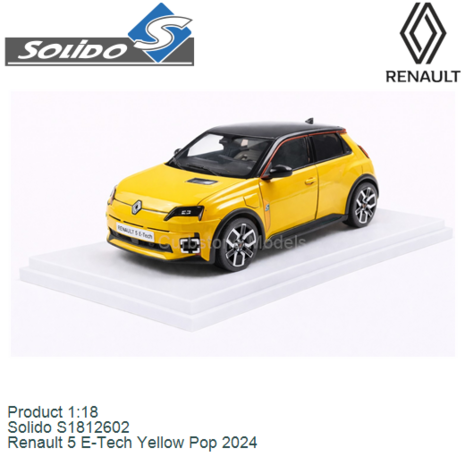 Product 1:18 | Solido S1812602 | Renault 5 E-Tech Yellow Pop 2024
