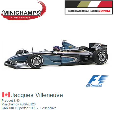 Product 1:43 | Minichamps 430990120 | BAR 001 Supertec 1999 - J.Villeneuve