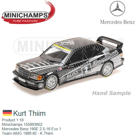 Product 1:18 | Minichamps 155893602 | Mercedes Benz 190E 2.5-16 Evo 1 | Team AMG 1989 #2 - K.Thiim