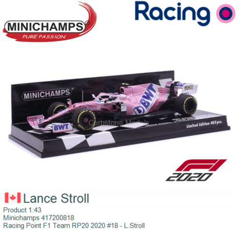 Product 1:43 | Minichamps 417200818 | Racing Point F1 Team RP20 2020 #18 - L.Stroll