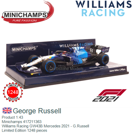 Product 1:43 | Minichamps 417211363 | Williams Racing GW43B Mercedes 2021 - G.Russell