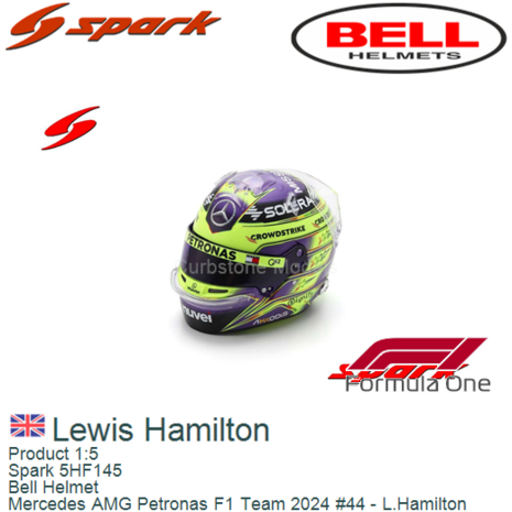 Product 1:5 | Spark 5HF145 | Bell Helmet | Mercedes AMG Petronas F1 Team 2024 #44 - L.Hamilton