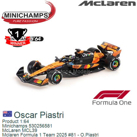 Product 1:64 | Minichamps 530256581 | McLaren MCL39 | Mclaren Formula 1 Team 2025 #81 - O.Piastri