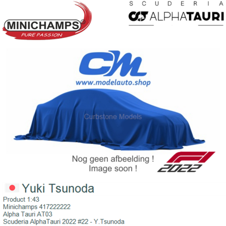 Product 1:43 | Minichamps 417222222 | Alpha Tauri AT03 | Scuderia AlphaTauri 2022 #22 - Y.Tsunoda