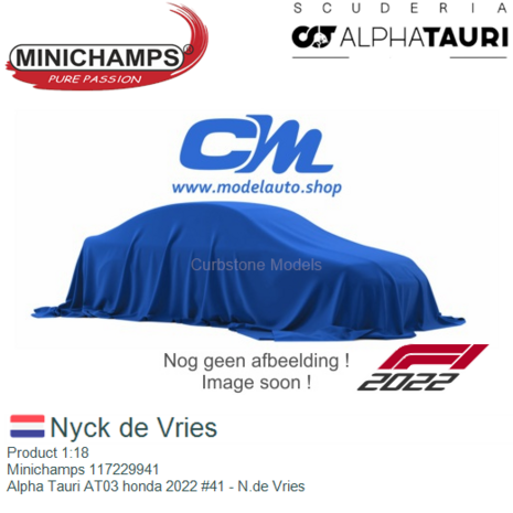 Product 1:18 | Minichamps 117229941 | Alpha Tauri AT03 honda 2022 #41 - N.de Vries