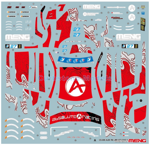 Product 1:24 | MENG CS-009 | Audi R8 LMS GT3 EVO II | Absolute Racing 2024 #27 - L.Vincent
