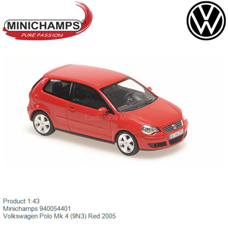 Product 1:43 | Minichamps 940054401 | Volkswagen Polo Mk.4 (9N3) Red 2005