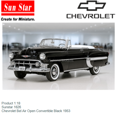 Product 1:18 | Sunstar 1626 | Chevrolet Bel Air Open Convertible Black 1953