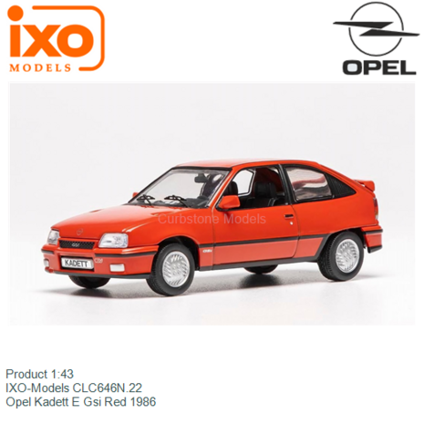 Product 1:43 | IXO-Models CLC646N.22 | Opel Kadett E Gsi Red 1986