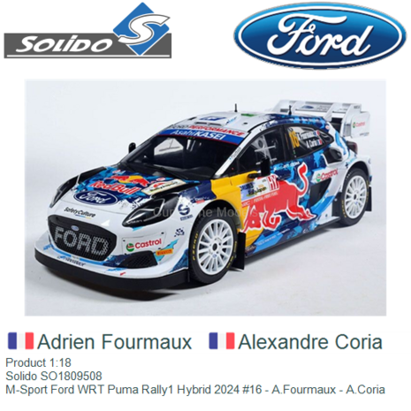 Product 1:18 | Solido SO1809508 | M-Sport Ford WRT Puma Rally1 Hybrid 2024 #16 - A.Fourmaux - A.Coria