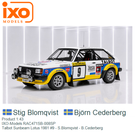 Product 1:43 | IXO-Models RAC471SB-008SP | Talbot Sunbeam Lotus 1981 #9 - S.Blomqvist - B.Cederberg