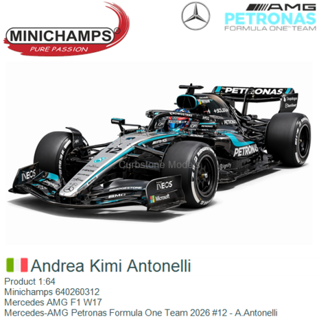 Product 1:64 | Minichamps 640260312 | Mercedes AMG F1 W17 | Mercedes-AMG Petronas Formula One Team 2026 #12 - A.Antonelli