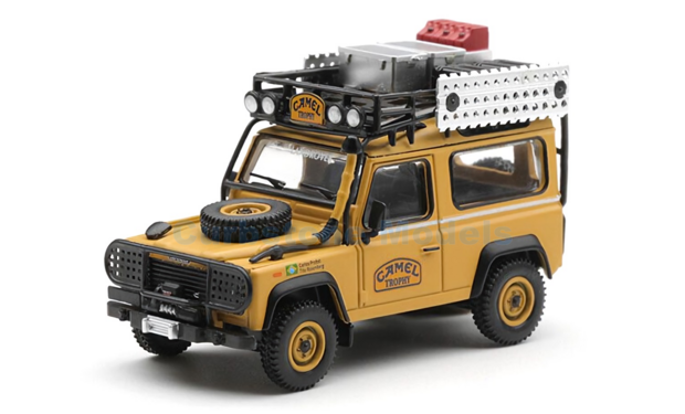 Product 1:64 | MiniGT MGT01308-BL | Land Rover Defender 90 Brazil Camel Yellow 1985 - C.Probst - T.Rosenberg